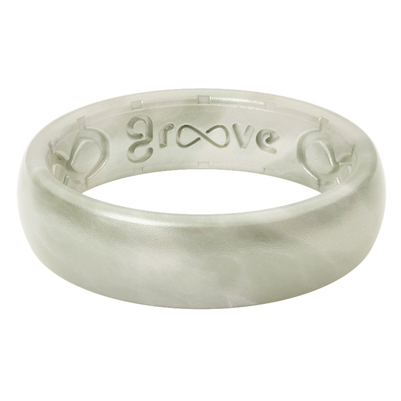 GROOVE LIFE - Groove Life Womens Thin Solid Pearl Round White Ring Silicone Water Resistant Size 6
