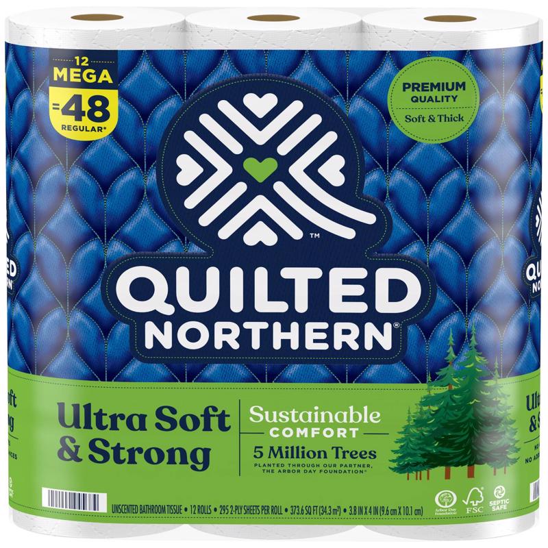 QUILTED NORTHERN - Quilted Northern Ultra Soft & Strong Toilet Paper 12 Rolls 328 sheet 415.47 sq ft