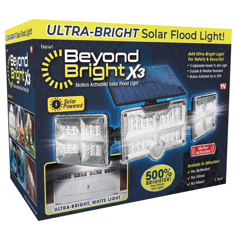 BEYOND BRIGHT - Beyond Bright X3 Motion-Sensing Solar Powered LED Black Floodlight