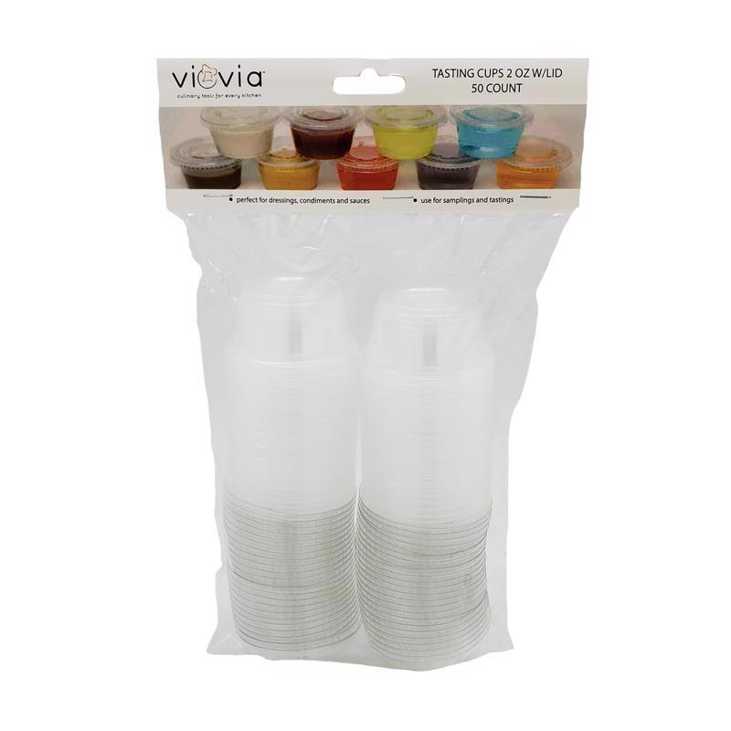 VIOVIA - Viovia 2 oz Clear Polypropylene Tasting Cups with Lid