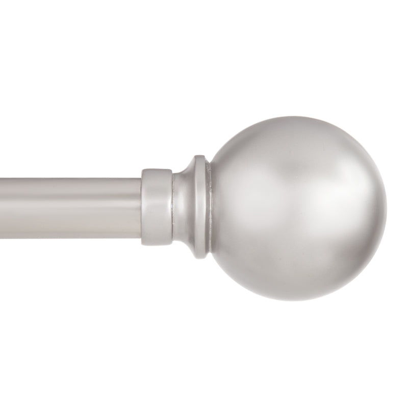 KENNEY - Kenney Mercer Brushed Nickel Silver Ball Curtain Rod 66 in. L X 120 in. L