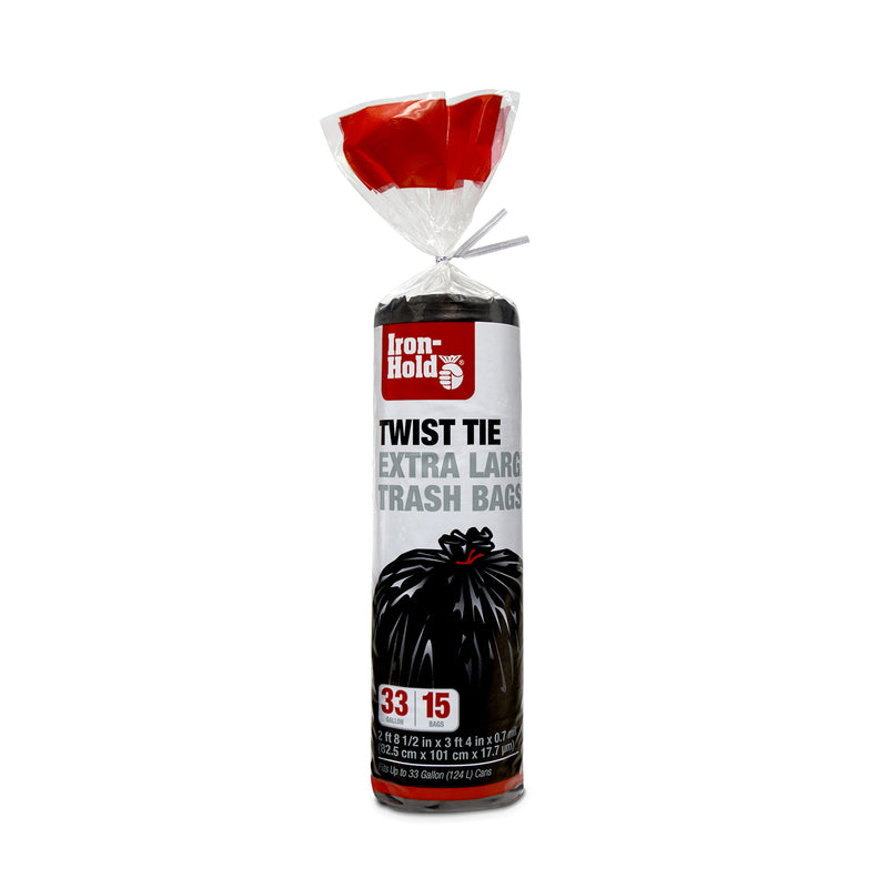 IRON-HOLD - Iron-Hold 33 gal Trash Bags Twist Tie 15 pk 0.7 mil - Case of 12