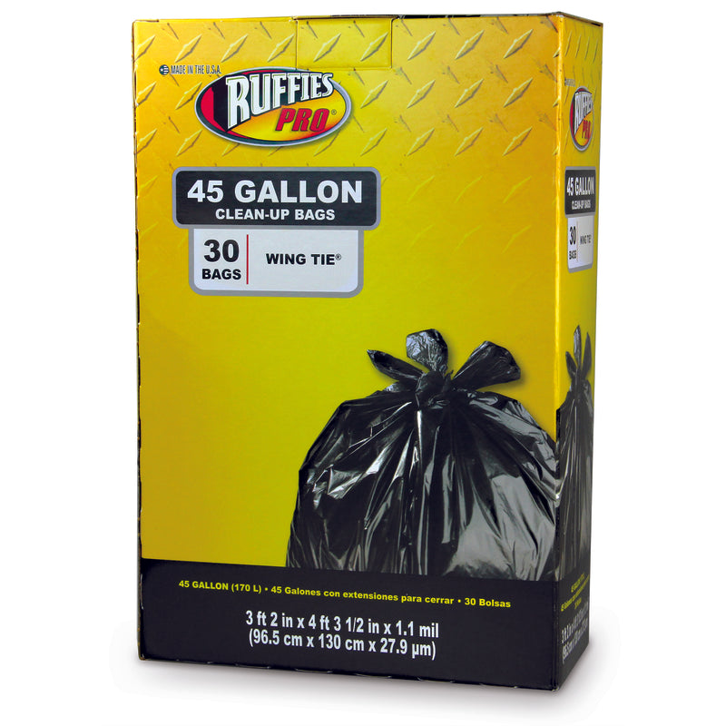 RUFFIES - Ruffies Pro 45 gal Trash Bags Wing Ties 30 pk 1.1 mil