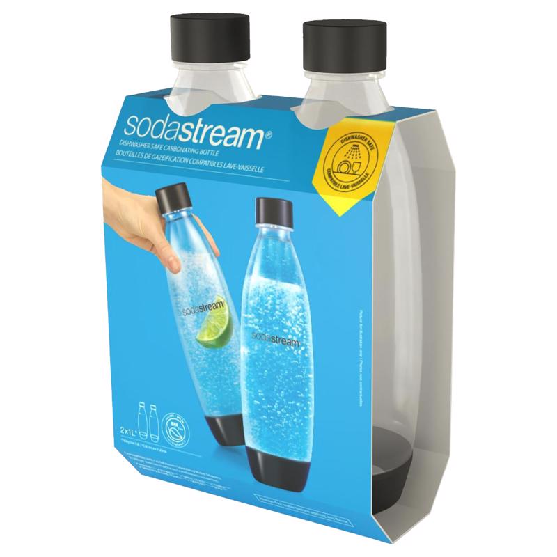 SODASTREAM - SodaStream Black 1 L Carbonator Bottle 2 pk [1741260010]