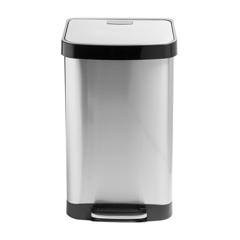 HONEY-CAN-DO - Honey-Can-Do 13 gal Black/Silver Stainless Steel Square Trash Can