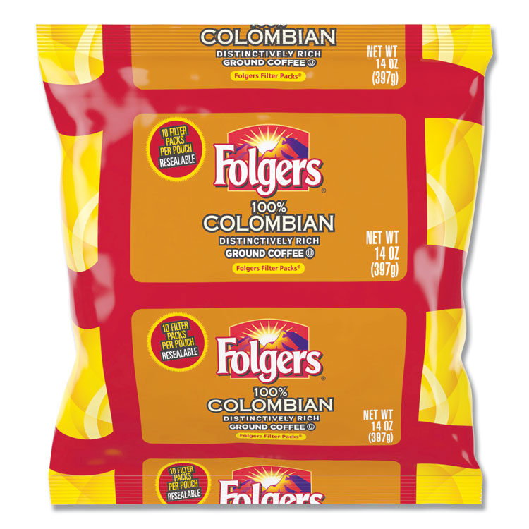 Folgers - Coffee Filter Packs, 100% Colombian, 1.4 oz Pack, 40/Carton