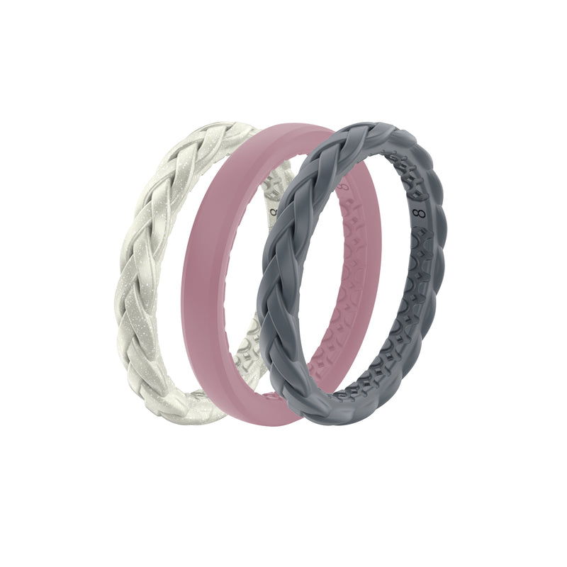GROOVE LIFE - Groove Life Serenity Unisex Round Assorted Stackable Rings Silicone Water Resistant Size 8