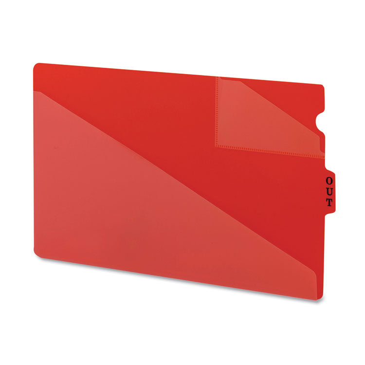 Smead - End Tab Poly Out Guides, Two-Pocket Style, 1/3-Cut End Tab, Out, 8.5 x 14, Red, 50/Box