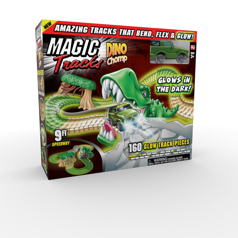 MAGIC TRACKS - Magic Tracks Dino Chomp Glow in The Dark Race Track Multicolored 160 pc