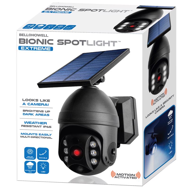 BELL AND HOWELL - Bell + Howell Bionic Motion-Sensing Solar Powered LED Black Spotlight [8713]