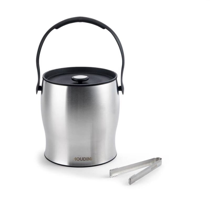 HOUDINI - Houdini 4 qt Black/Silver Stainless Steel Ice Bucket with Tongs