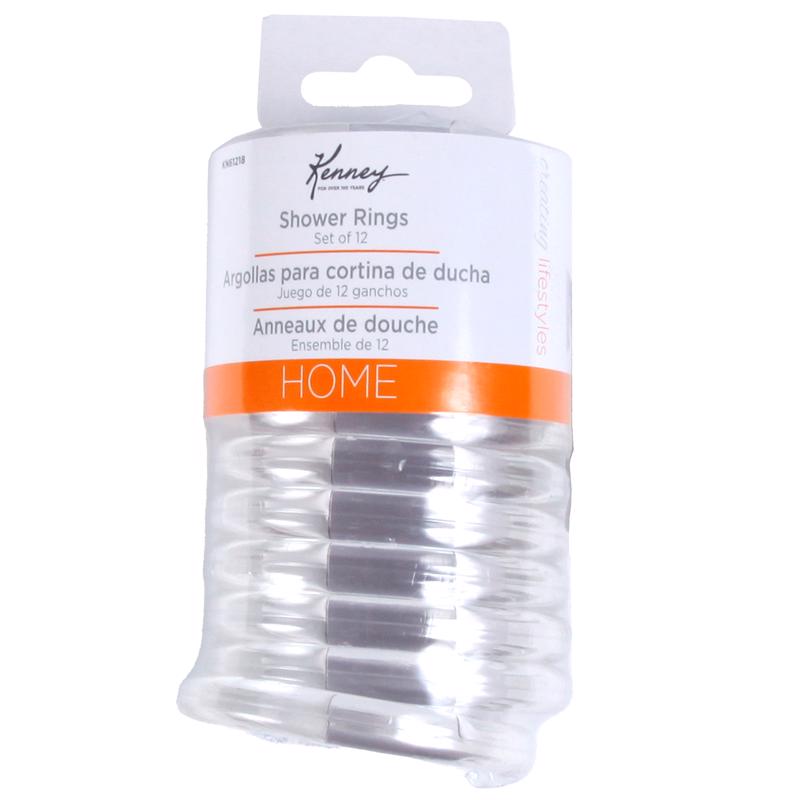 KENNEY - Kenney Clear Plastic Shower Curtain Rings 12 pk