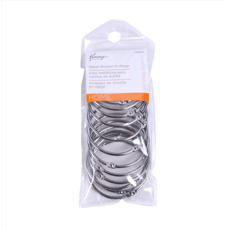 KENNEY - Kenney Chrome Silver Steel Shower Curtain Rings 12 pk