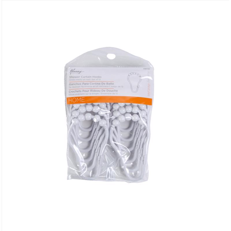 KENNEY - Kenney White Plastic Shower Curtain Rings 12 pk [KN67140V1]