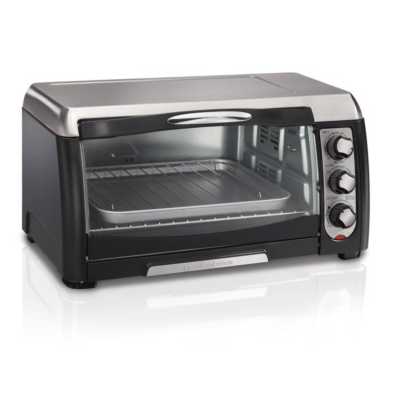 HB - HB Stainless Steel Black/Silver 6 slot Toaster Oven 11 in. H X 18.75 in. W X 15.13 in. D