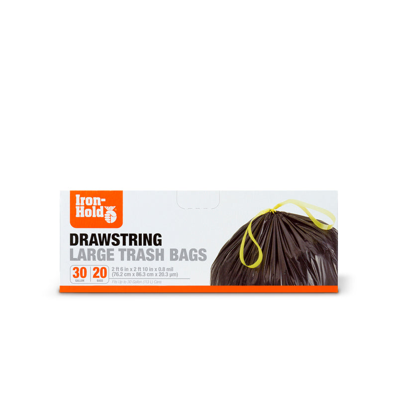 IRON-HOLD - Iron-Hold 30 gal Trash Bags Drawstring 20 pk 0.8 mil - Case of 12