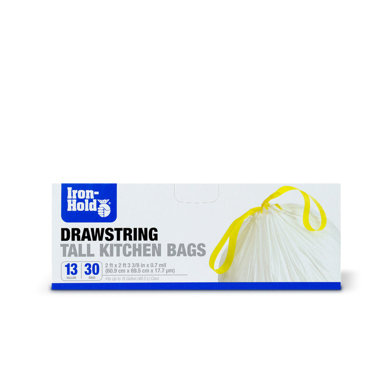IRON-HOLD - Iron-Hold 13 gal Tall Kitchen Bags Drawstring 30 pk 0.7 mil - Case of 12