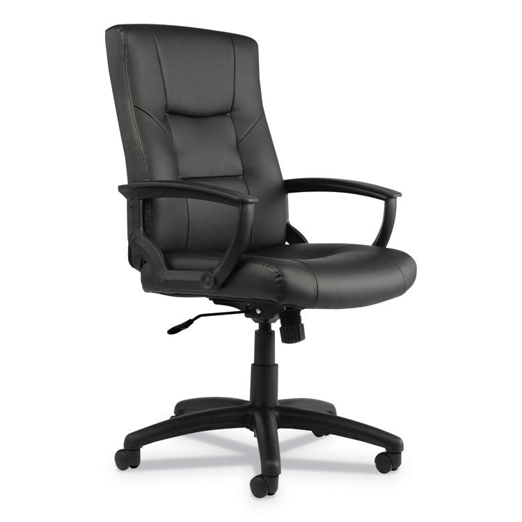 Alera - Alera YR Series Executive High-Back Swivel/Tilt Bonded Leather Chair, Supports 275 lb, 17.71" to 21.65" Seat Height, Black