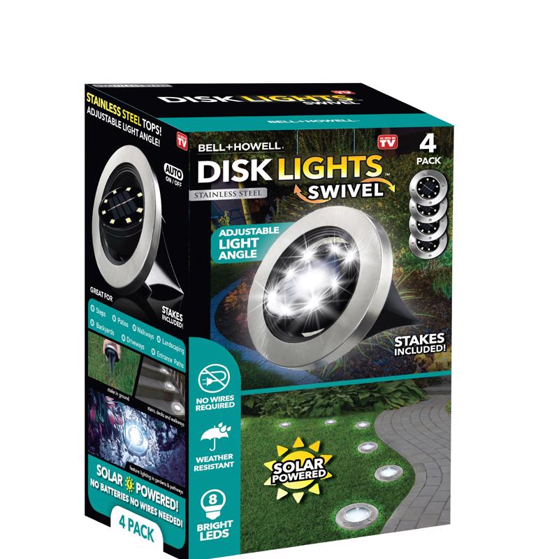 BELL & HOWELL - Bell & Howell Swivel Solar Powered 3 W LED Deck Light 4 pk