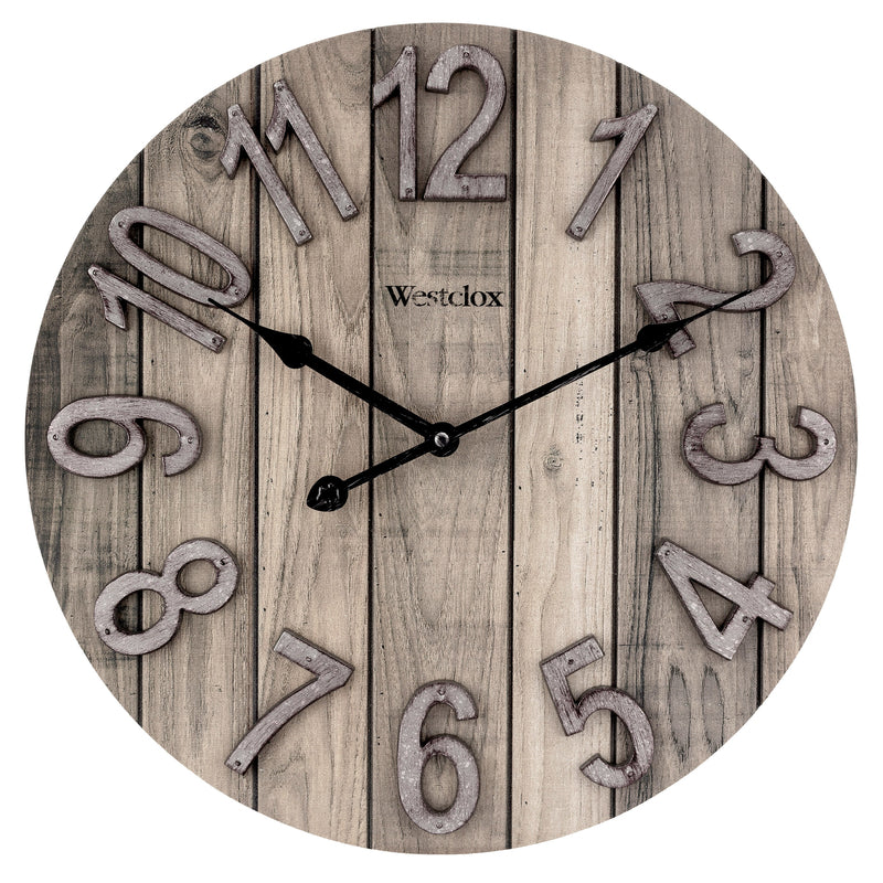 WESTCLOX - Westclox 15.5 in. L X 15.5 in. W Indoor Farmhouse Analog Wall Clock Wood Brown
