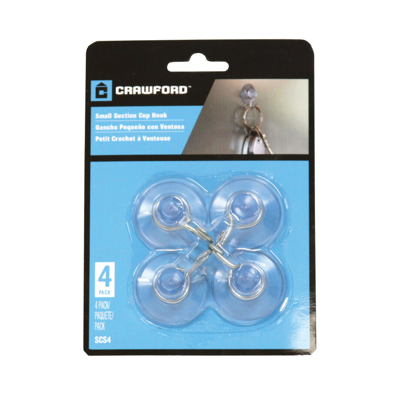 CRAWFORD - Crawford Small Plastic Suction Cup Hook 4 pk - Case of 12