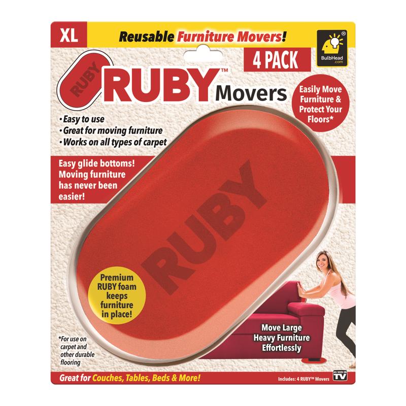 BULBHEAD - BulbHead Ruby Furniture Movers Plastic/Rubber 4 pk