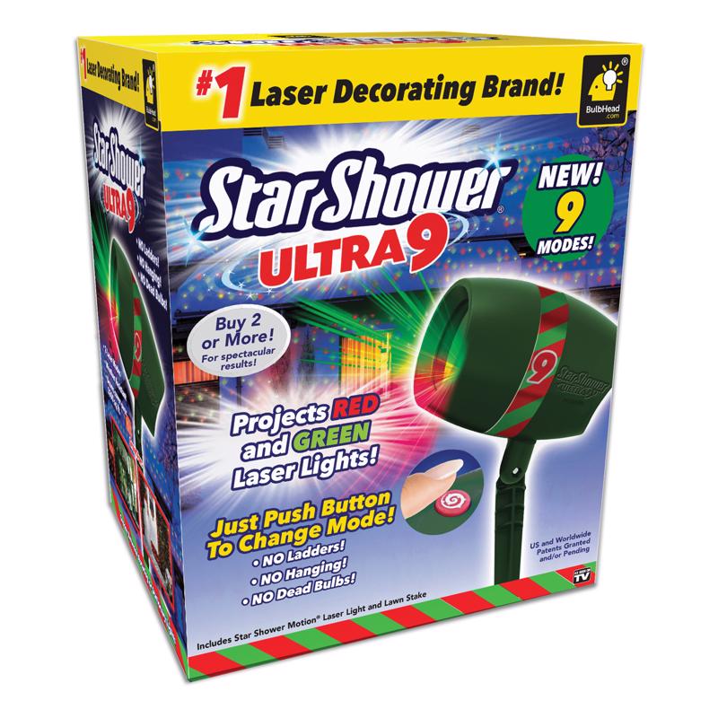 STAR SHOWER - BulbHead Star Shower Christmas Lights Laser Lights 1 pk