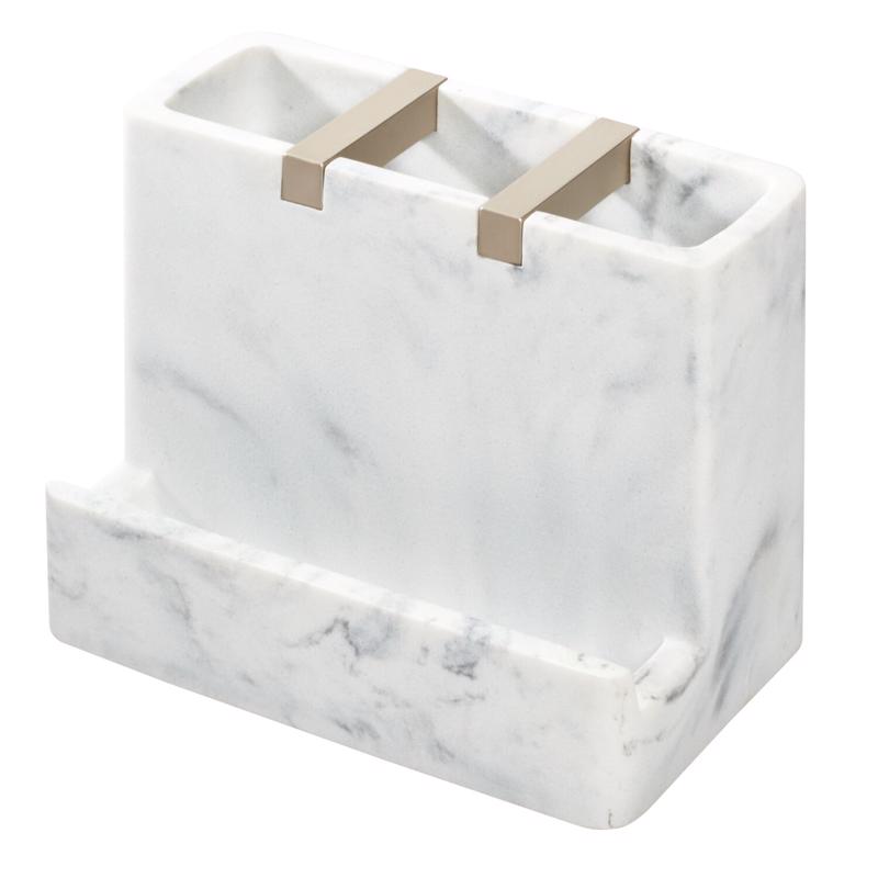 INTERDESIGN - InterDesign Dakota Vanity Satin White Marble Plastic/Steel Toothbrush Holder