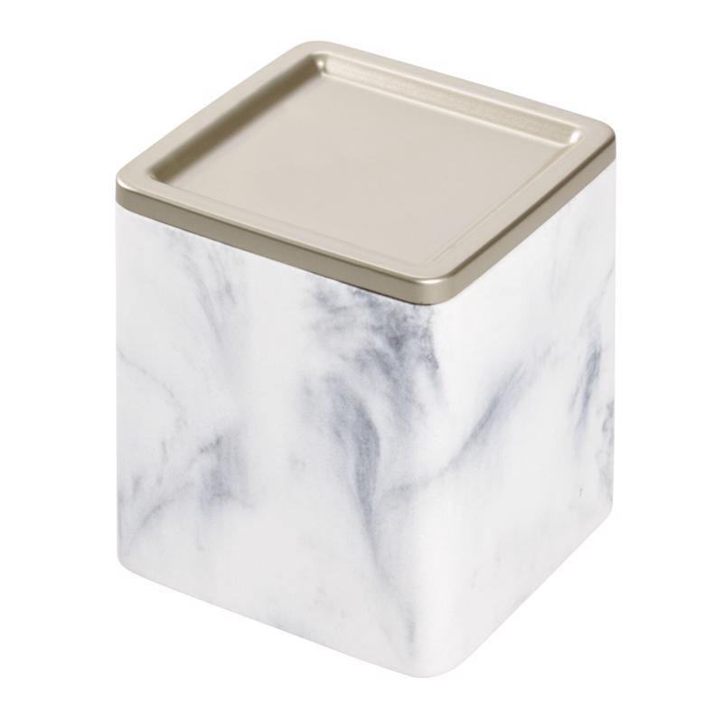 INTERDESIGN - InterDesign Dakota Satin White Marble Plastic/Steel Covered Jar