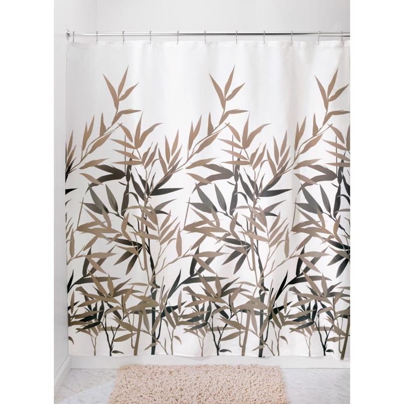 INTERDESIGN - InterDesign Anzu 72 in. H X 72 in. W Black/Tan Natural Bamboo Shower Curtain Polyester