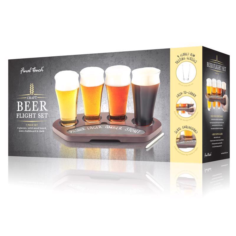 FINAL TOUCH - Final Touch 8.5 oz Clear Glass/Wood Beer Flight Board