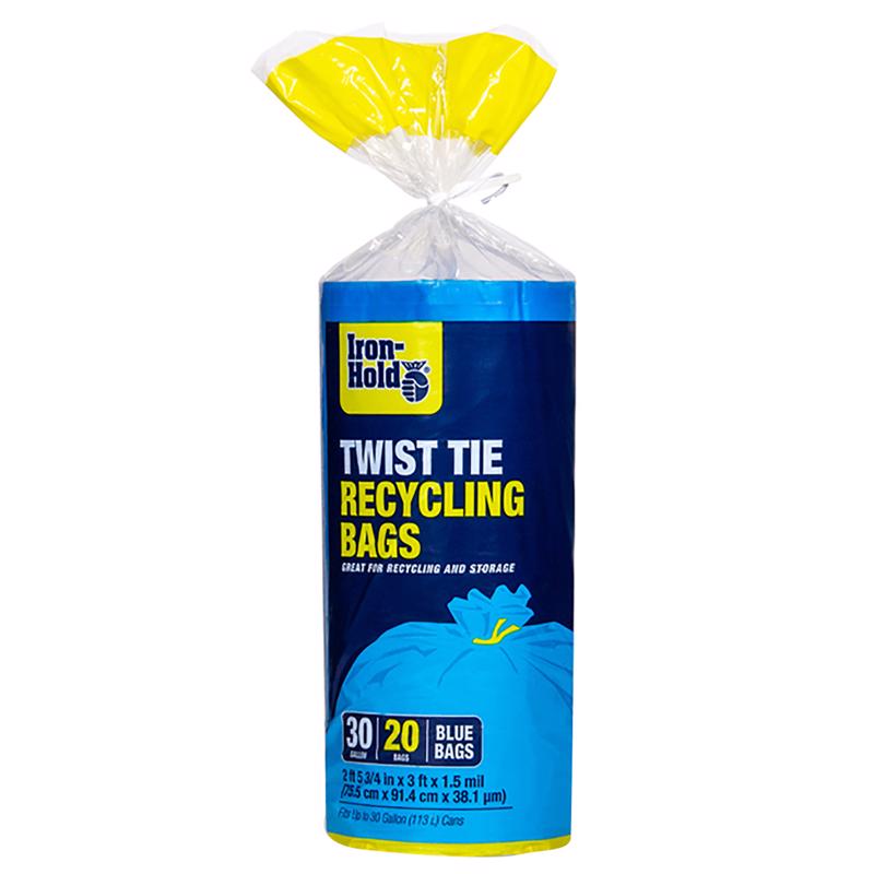 IRON-HOLD - Iron-Hold 30 gal Kitchen Trash Bags Twist Tie 20 pk 1.5 mil - Case of 6