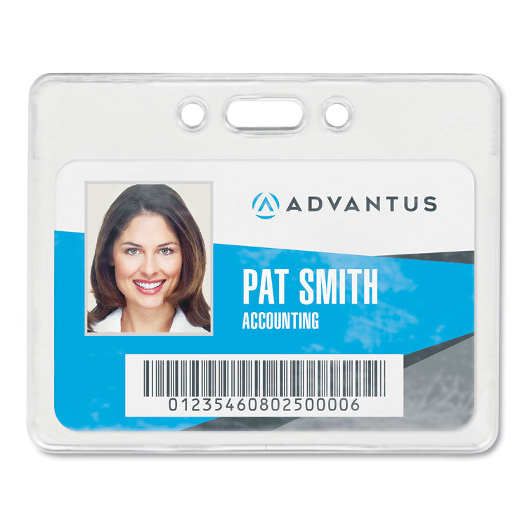 Advantus - Proximity ID Badge Holders, Horizontal, Clear 3.75" x 3" Holder, 3.5" x 2.25" Insert, 50/Pack