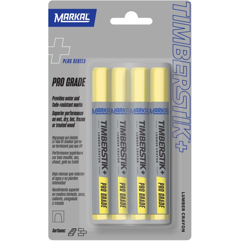 MARKAL - Markal  Timberstik Plus 8 in. L Lumber Crayon Yellow 4 pc - Case of 6
