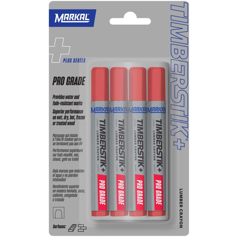 MARKAL - Markal  Timberstik Plus 8 in. L Lumber Crayon Red 4 pc - Case of 6
