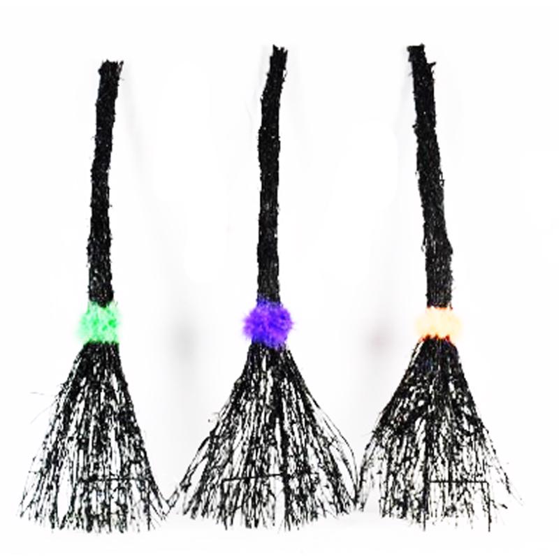 SIENNA - Sienna Warm White 45 ct 29 in. Prelit Rattan Brooms Halloween Decor