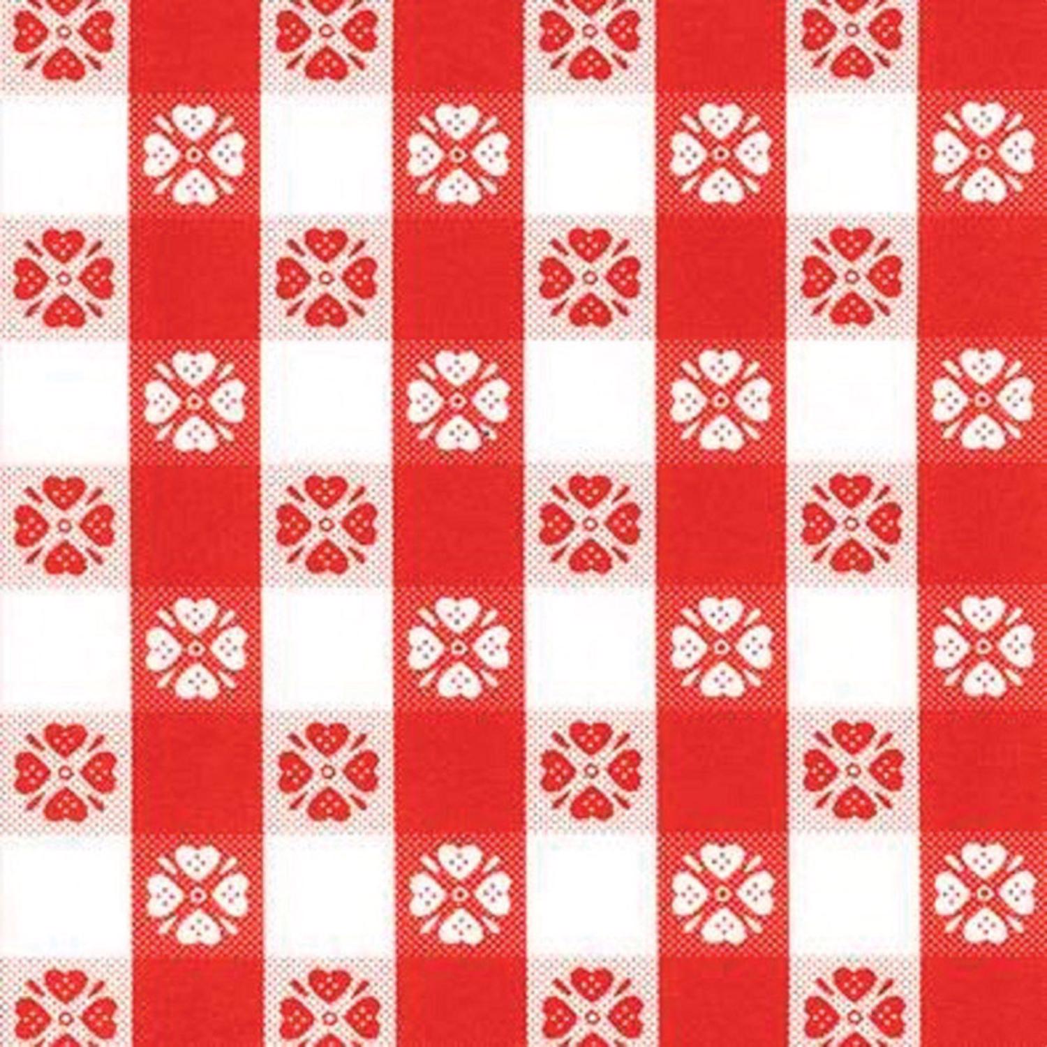 Con-Tact 15 yd L X 54 in. W Red/White Plaid Non-Adhesive Flannel Back Vinyl Tablecloth - Case of 15