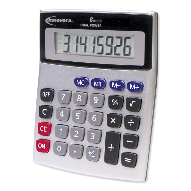 Innovera - 15927 Desktop Calculator, Dual Power, 8-Digit LCD