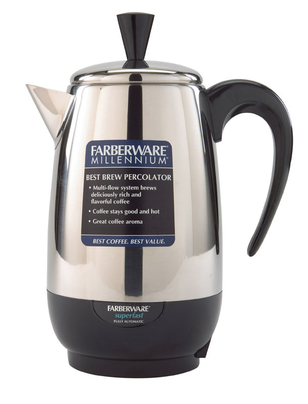 FARBERWARE - Farberware 8 cups Black/Silver Percolator