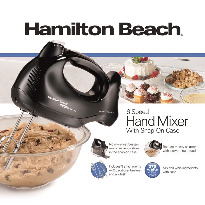 HAMILTON BEACH - Hamilton Beach Black 6 speed Hand Mixer