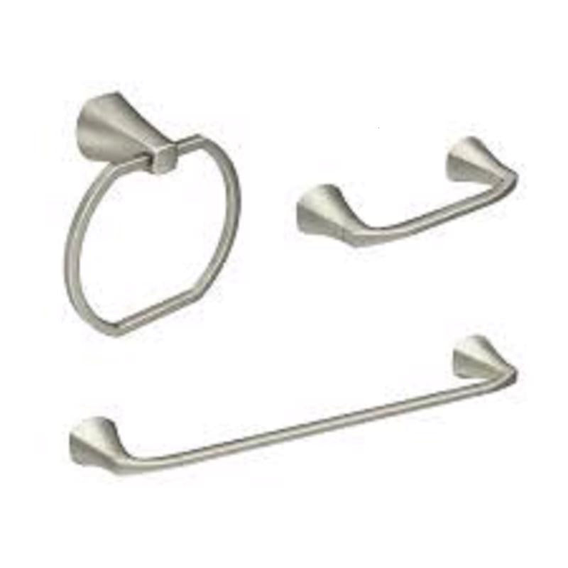 MOEN - Moen Lindor Brushed Nickel Silver Zinc Bath Accessory Set