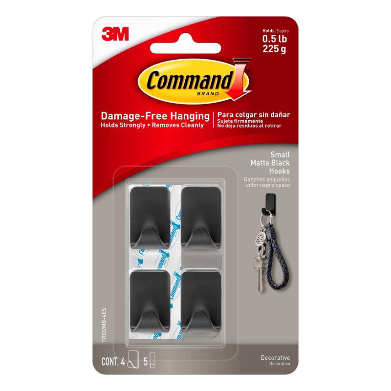 3M - 3M Command Small Plastic Hook 1 in. L 4 pk