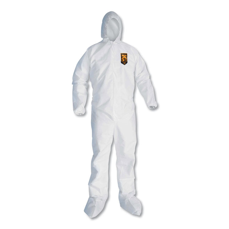 KleenGuard - A20 Elastic Back and Ankle Hood and Boot Coveralls, X-Large, White, 24/Carton