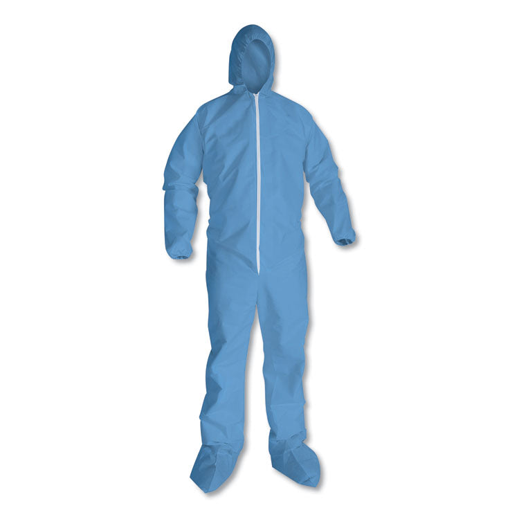 KleenGuard - A65 Zipper Front Hood and Boot Flame-Resistant Coveralls, Elastic Wrist and Ankles, 2X-Large,Blue,  25/Carton