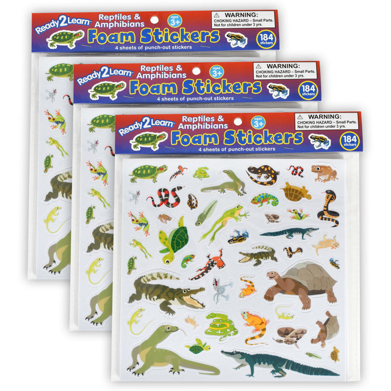 READY 2 LEARN - Foam Stickers - Reptiles and Amphibians - 184 Per Pack - 3 Packs