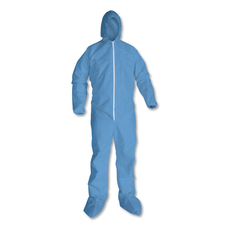 KleenGuard - A65 Zipper Front Hood and Boot Flame-Resistant Coveralls, Elastic Wrist and Ankles, X-Large, Blue, 25/Carton