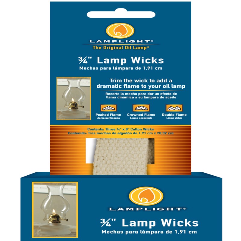 LAMPLIGHT - Lamplight Farms 3/4 in. X 8 in. L Flat Wick Shape Cotton Lamp Wick 3 pk - Case of 12