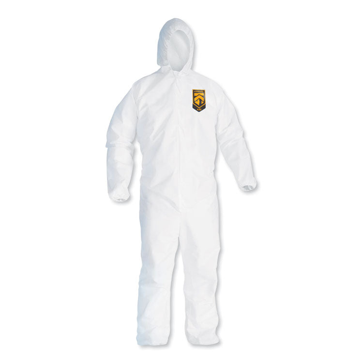 KleenGuard - A30 Elastic Back and Cuff Hooded Coveralls, 3X-Large, White, 21/Carton