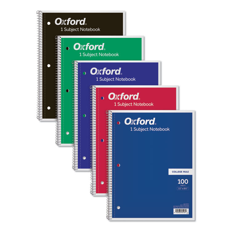 Oxford - Coil-Lock Wirebound Notebook, 3-Hole Punched, 1-Subject, Medium/College Rule, Randomly Assorted Covers, (100) 11 x 8.5 Sheets