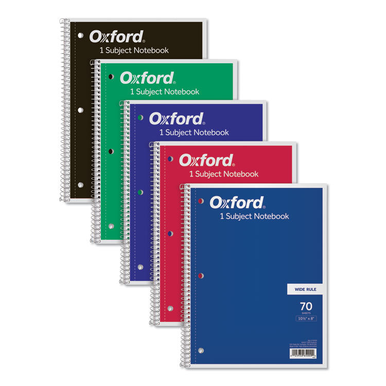 Oxford - Coil-Lock Wirebound Notebooks, 3-Hole Punched, 1-Subject, Wide/Legal Rule, Randomly Assorted Covers, (70) 10.5 x 8 Sheets